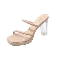 New summer transparent sandals with a one-strap thick heel and crystal heel flip-flops for women